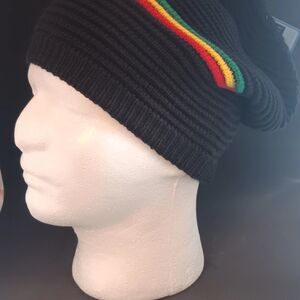 COPY - Over sized beanie cap black/pasta stripe